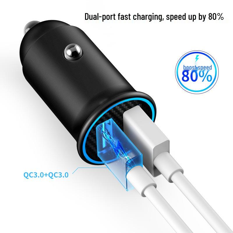 60W Mini PD USB-C Car Charger for Apple & Huawei with QC3.0 Compatibility