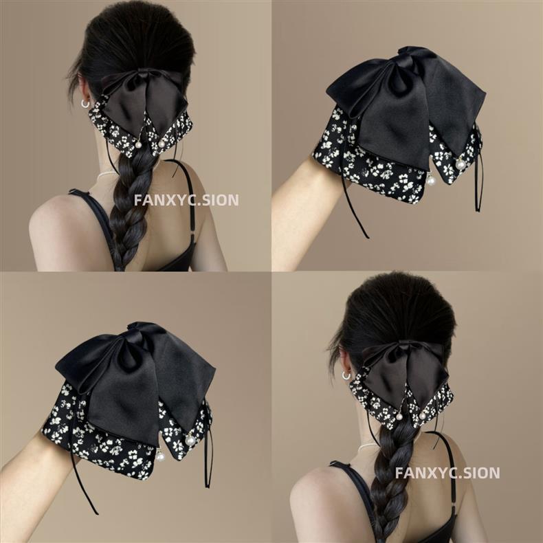 Retro Chinese Ribbon Bow Hairpin: Elegant Half-Tie Headdress Accessory