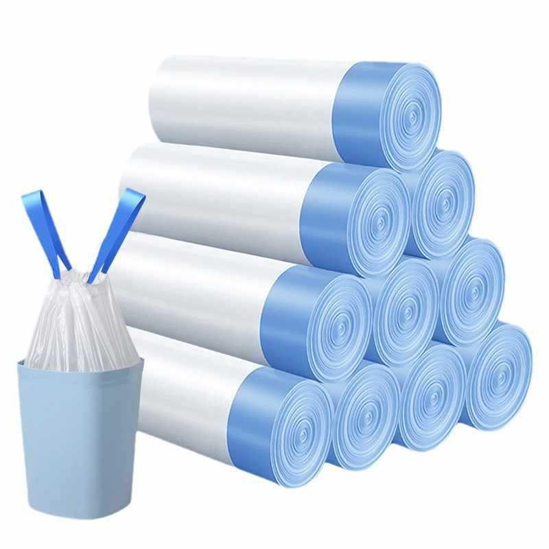 Thickened White Drawstring Trash Bags for Kitchen & Dorm - Large Size, Easy Carry & Sorting