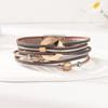 Leder Armreif Mehrschichtig PU-Leder Böhmischer Stil Geometrisches Armband für Damen