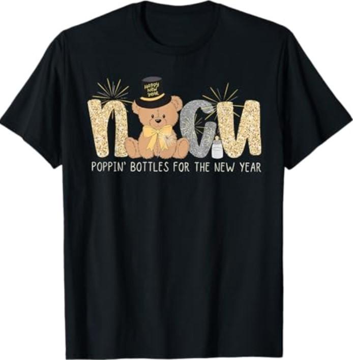 Cute New Year Teddy Bear NICU Nurse Mother Baby Unit T-Shirt S