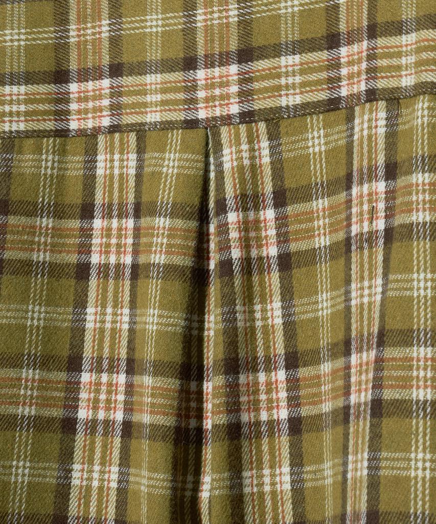 STANDARDERROR 87-Stan089 Classic Vintage Oversized Pocket Long Sleeve Check Shirt Olive