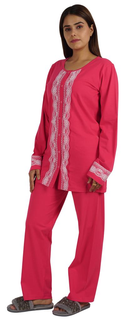 Moomaya Womens Solid 2 Pcs Nightwear Set Sleepwear Top & Pajama PJ NightSets