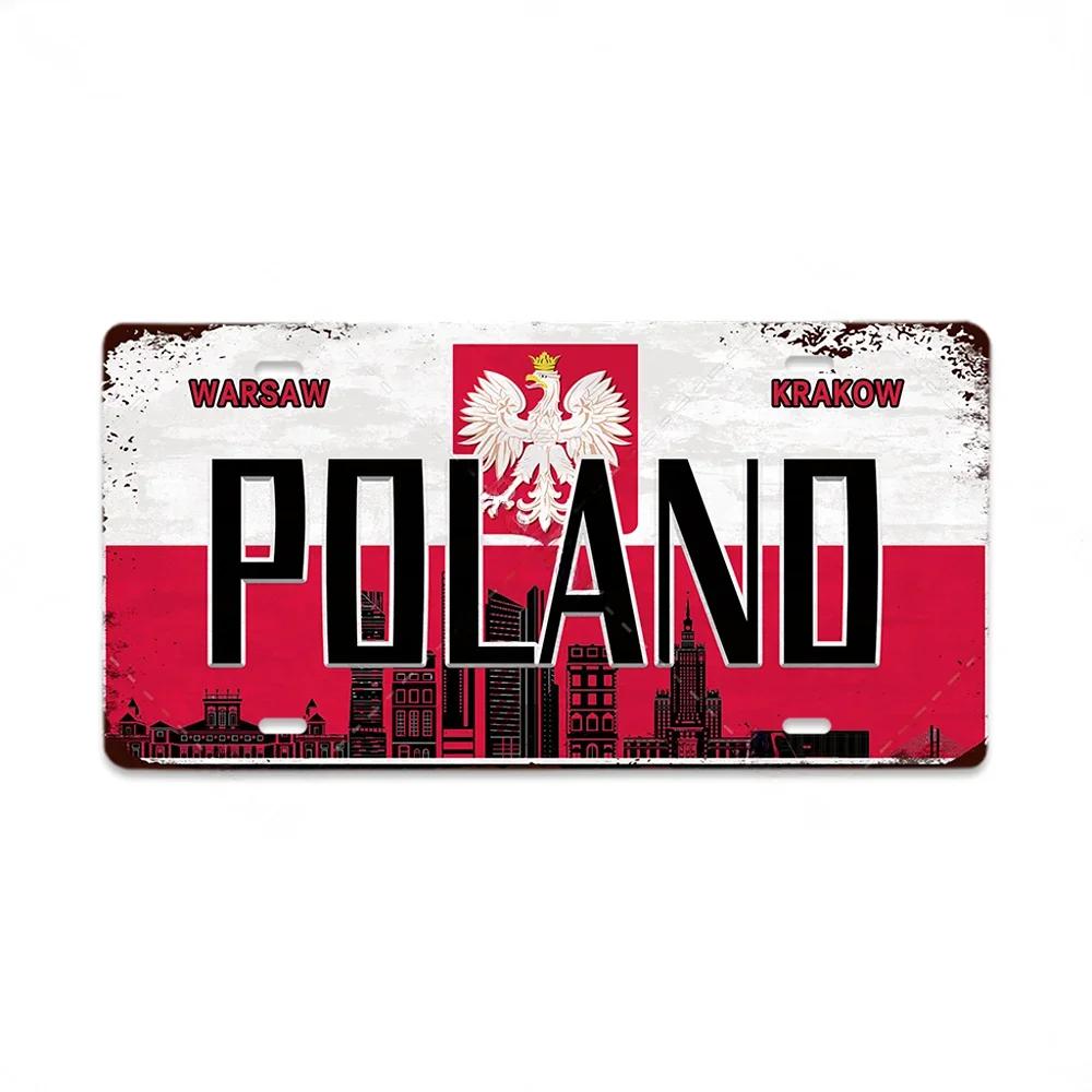 Retro Tin Sign License Plate Various Regions Metal Signs Posters Decor Italy Brazil Japan Poland Korea Ireland Bar Garage Pla