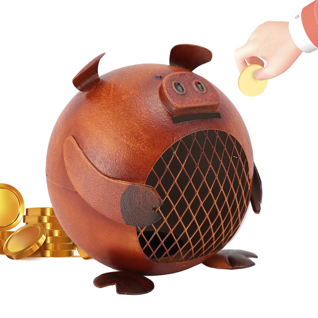 Animal Money Bank Cute Decorative  Shape Vintage Metal Coin Bank for Bedroom Living Room