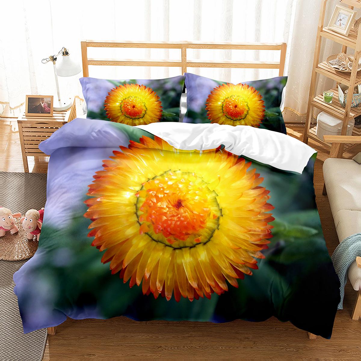 

Пододеяльник с изображением весенних цветов King Queen, комплект постельного белья с цветочным принтом, пододеяльник с изображением цветущей вишни, 2/3 предмета из полиэстера EU single(135x200cm)