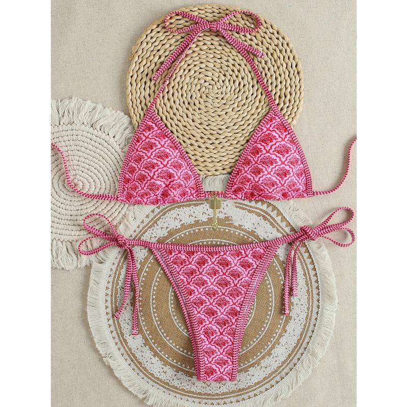Women's Two Piece Bikini Set 2026 Sexy Triangle Push Up Swimsuit, Floral Print Bathing Suit Beach Swimwear