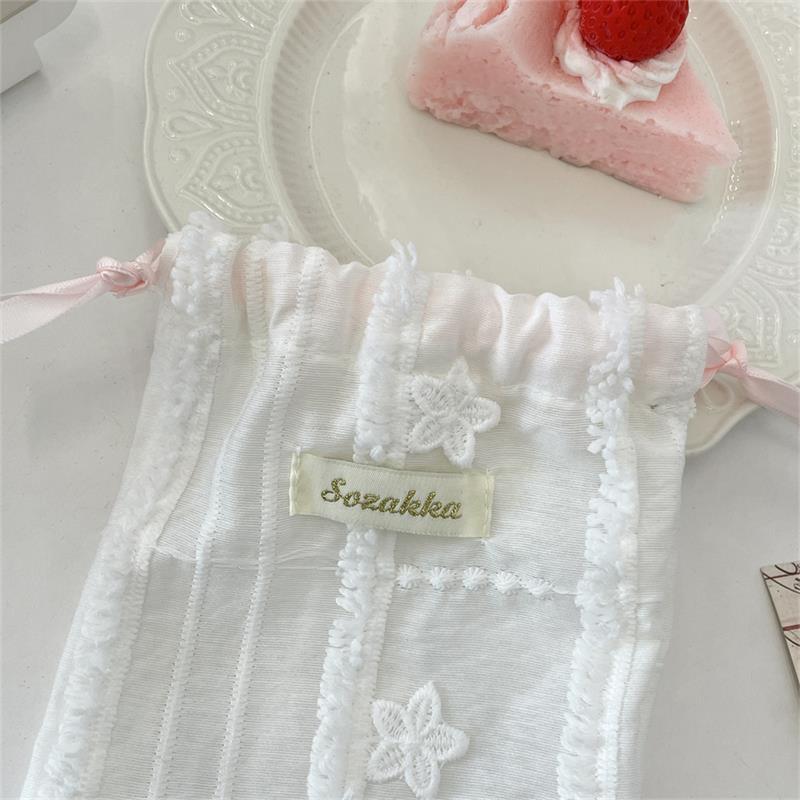 Jednoduchý sladký krajkový stahovací úložný sáček pro ženy na drobnosti, malý látkový sáček, peněženka na mince, kosmetická taštička, organizér na rtěnky, dárkový sáček