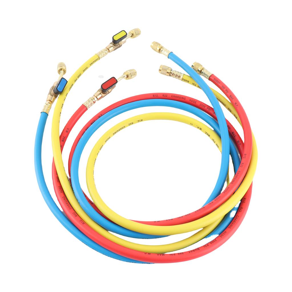 Refrigerant Charging Hose Apply to R12 R22 R502 Refrigerant Air Conditioning Manifold Gauge 1 4 Thread Hose Set (Pack