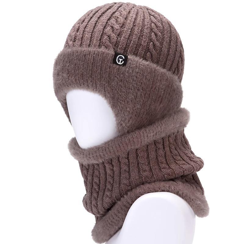 Hat Men's Winter Fleece Neck Protector Men's Windproof Winter Dad Warm Knitted Wool Hat