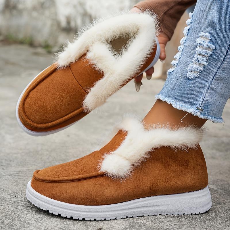 Winter New Solid Color Suede Cotton Shoes Casual Snow Shoes Low Top Padded Women's Cotton Shoes