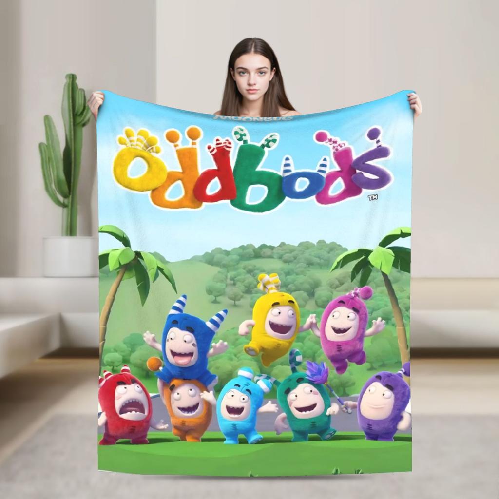 O-Oddboded kreslená flanelová deka Super měkká přehozová deka do ložnice Dekorativní novinka Přehoz na postel Potah na pohovku/postel