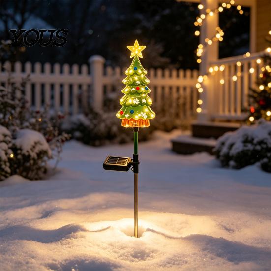 Holiday Landscape Enhancement Solar Christmas Tree Light, Powered Garden Stake Waterproof Lights LED Pathway Light for Outdoor Yard Patio Lawn