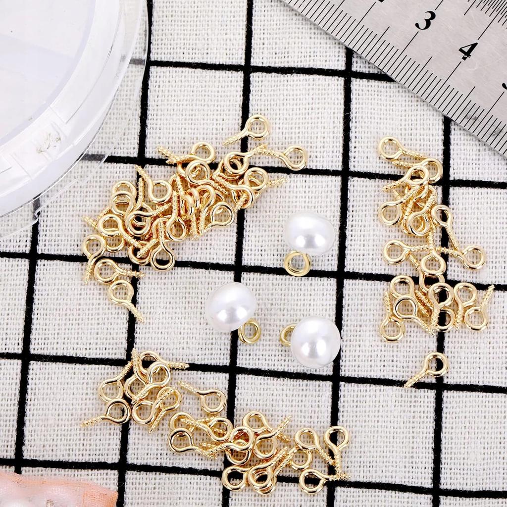 Hooks Screws with Loop for creating jewelry pendants 300 pcs gold 10mm