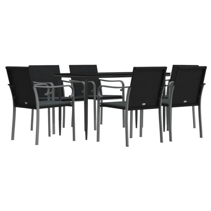 VidaXL Ensemble à manger de jardin 7 pcs coussins résine tressée acier 3186944