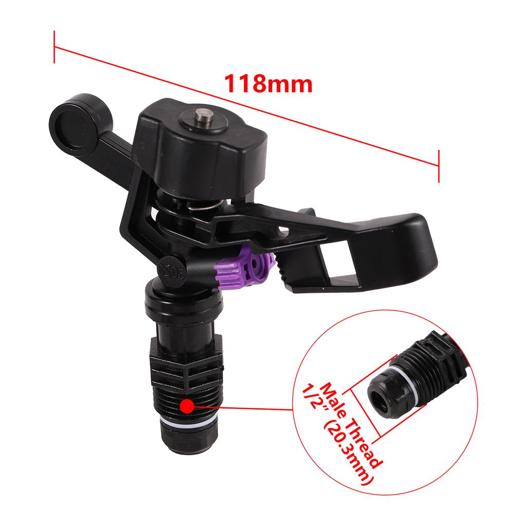 1/2" Male Thread Irrigation Impact Rocker Sprinkler Rotary Sprayer Single Double Outlet Agricultural Garden Watering Nozzle 2Pcs