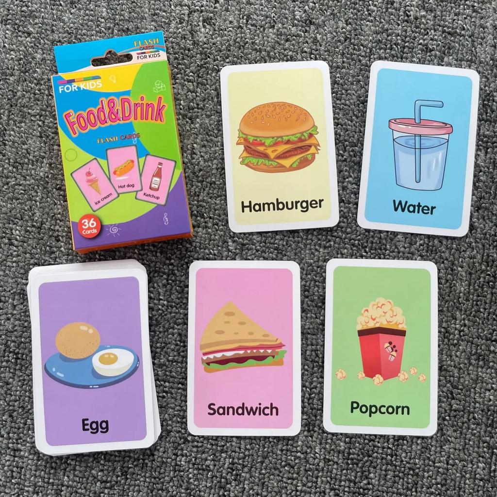 Non-Toxic Children'S Early Physical Cognition English Word Education Card Animal Fruits Flashcards Montessori Baby Kids Early Educational