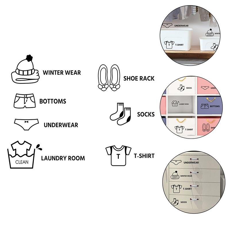 1/5 Sheets Baby Clothes Stickers Home Decor Wardrobe Sticker Decal Bedroom Mural Cabinet Classification Cartoon Stickers