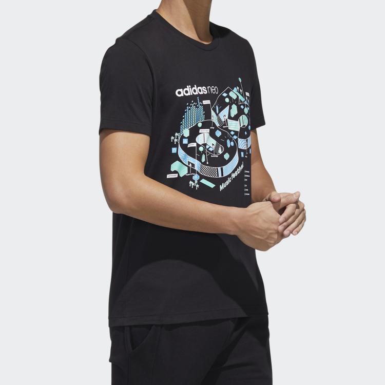Adidas Neo Tee Sport Round Neck Short Sleeve Men Tops Black GL1194