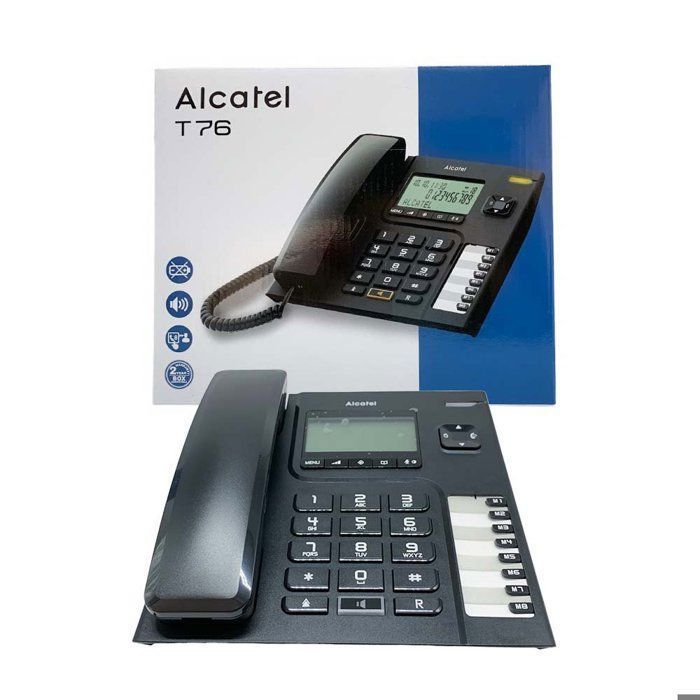 Téléphone Filaire Alcatel T76 Avec ID D'appelant Noir - Mains Libres - Répertoire 10 Noms Et Numéros