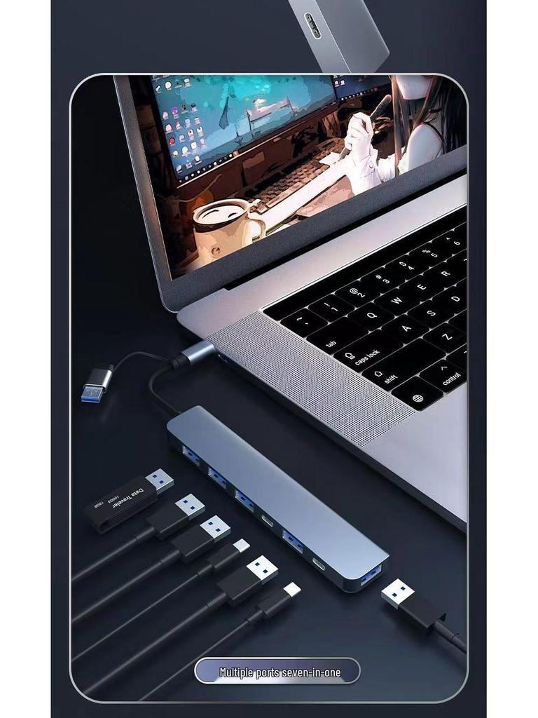 USB 3.0 Acht-in-Eins Typ-C Hub: Erweiterungsdock mit SD/TF-Kartenleser und Audio.