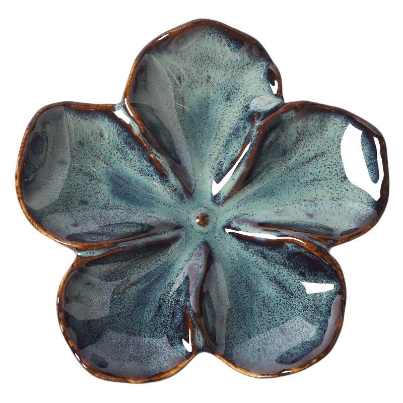 Vintage Ceramic Craft Dish Flower Shaped Small Dish Creative Dipping Sauce Small Dish Multi-color Kiln Transformed Dish Gift