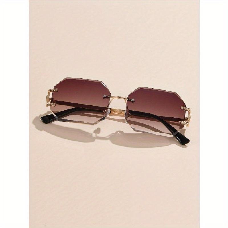 1pc Women's Metal Frameless Square Small Frame Hollow Design Vintage Sexy Elegant Decorative Fashion Glasses, Suitable For Daily, Holiday