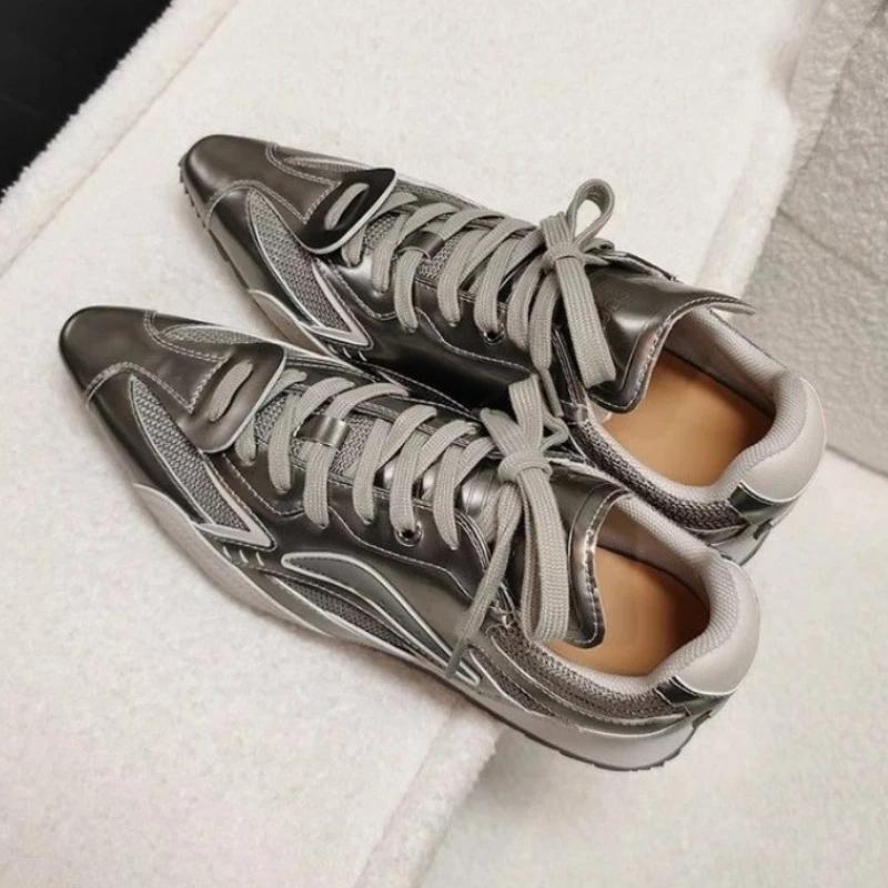 Pointed Toe Women Ankle Boots Casual Sneakers Flats Woman Shoes New Fashion Trend Winter Lace Up Sport Luxury Zapatos Mujer