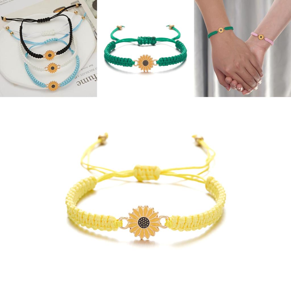 Fashion Floral Handcrafted Beaded Bracelet With Daisy Motif For Women And Teens