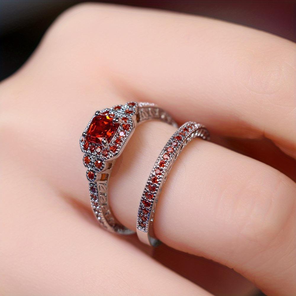 

2 шт. Элегантные кольца с покрытием из 18-каратного золота, инкрустированные сверкающими циркониями. Выберите цвет, который вам больше нравится. Помолвка, свадебный декор, вечерняя вечеринка, цирконий 9