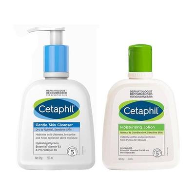 Moisturising Lotion for Sensitive or Dry Skin + Gentle Skin Cleanser, 250 Ml Each