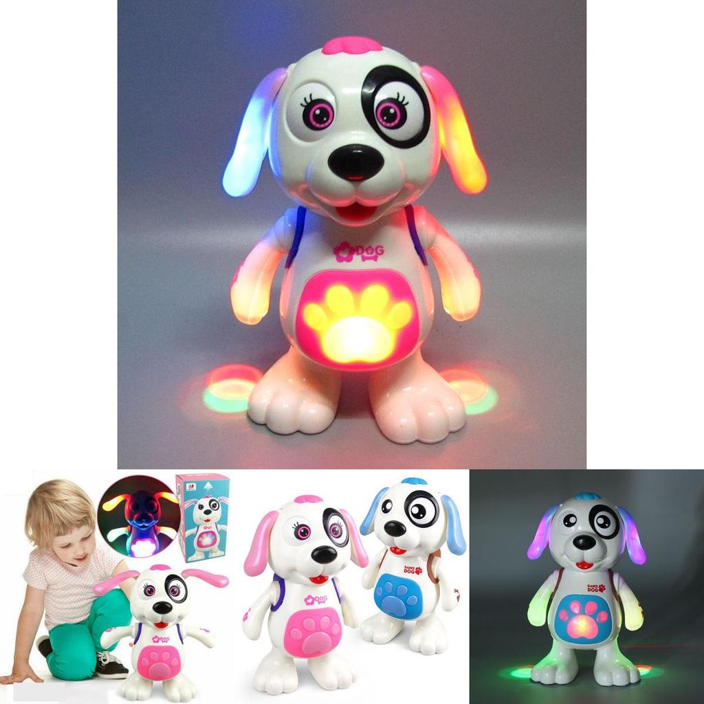Чарівний рожевий світло-музичний танцюючий собачка-іграшка для дівчаток від одного до дев'яти років