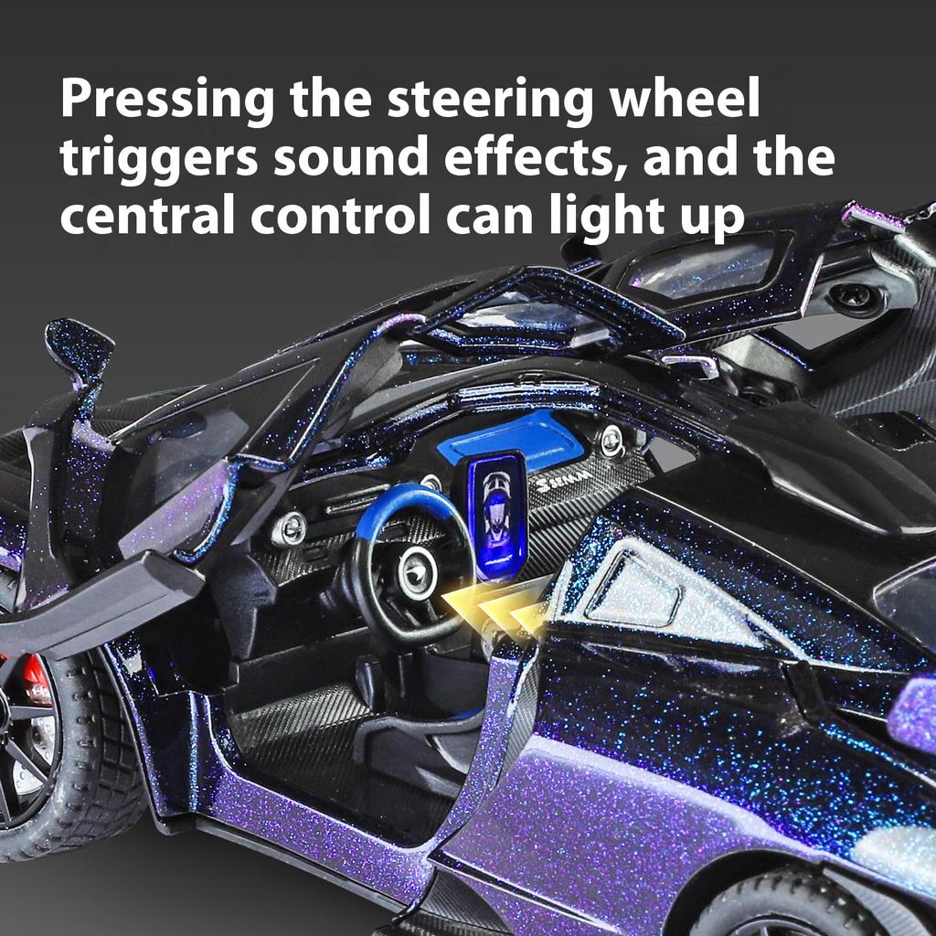 1/24 McLaren Senna Spray Sports Car Model Simulation Sound and Light Car Model Ornament Boy Gift Halloween Toys