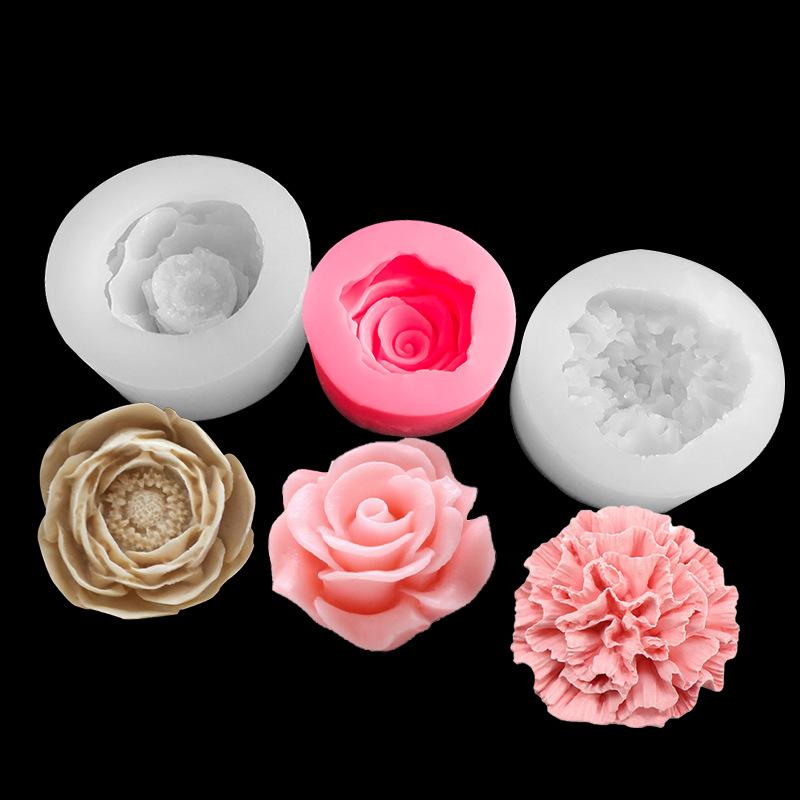 3D Rose Bloom Tvar Dort Fondant Silikonová forma Forma na květiny Forma na svíčku Košíčky Želé Cukroví Čokoláda Dekorace Forma na pečení
