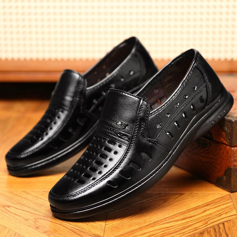 

Летние кожаные туфли мужские сандалии ажурные дышащие сетчатые туфли с отверстиями мягкая подошва мужские туфли 48