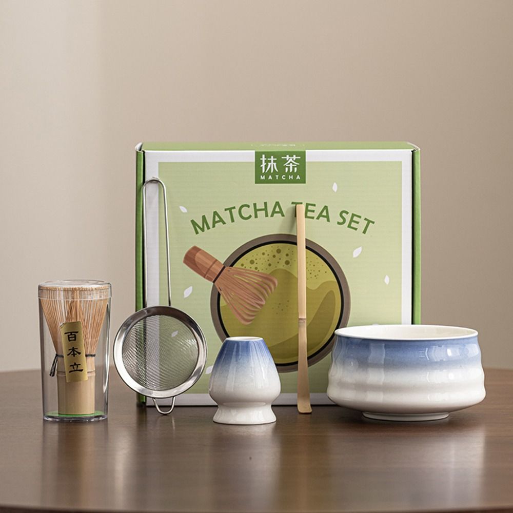 5PCS New Bamboo Ceramic Matcha Tea Set Reusable Traditional Japanese Matcha Whisk Japanese Chasen Tea-making Tools