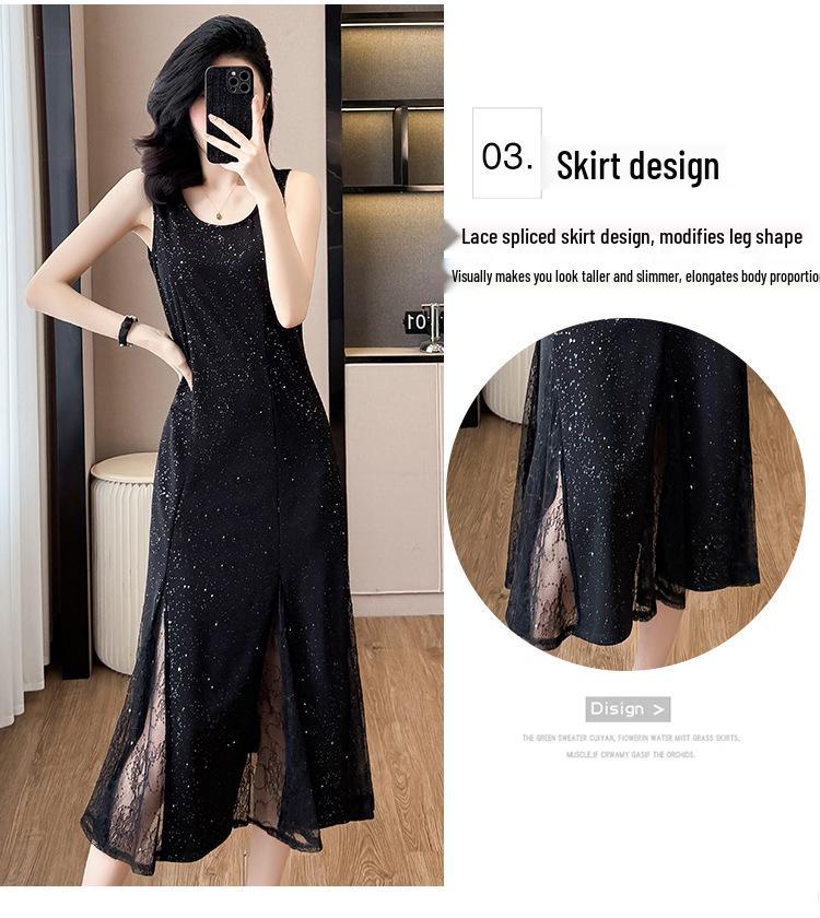 Starry Sky Sleeveless Dress with Sun Protection Cardigan
