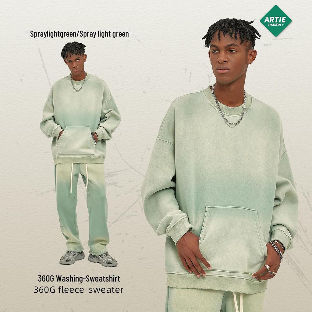 ARTIE Men's 2023 Fall/Winter Spray-Dyed Washed Sweater & Pants Set