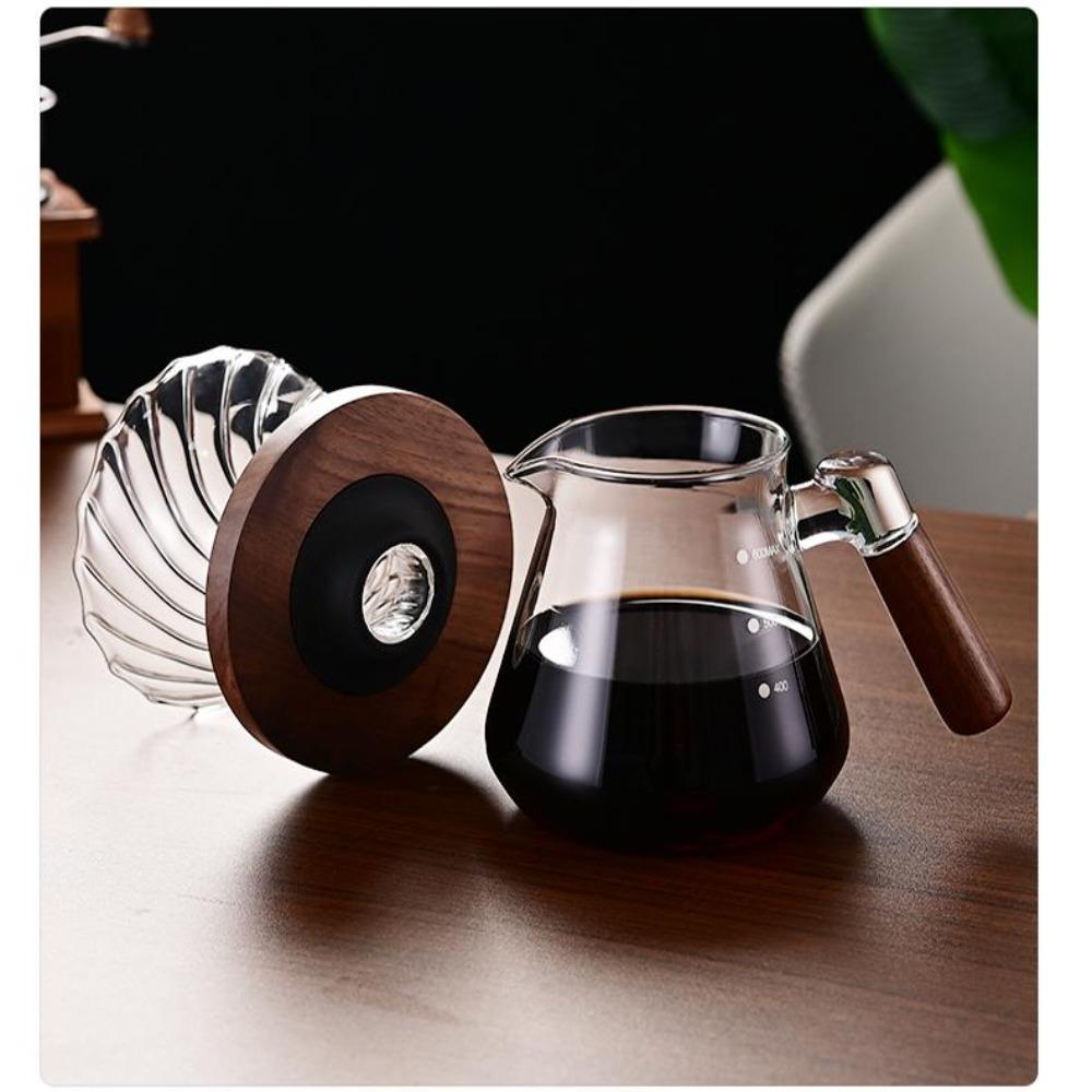 High temperature resistant glass coffee pot, hand punch sharing pot, glass utensils, household transparent filter cup with graduated fair cup