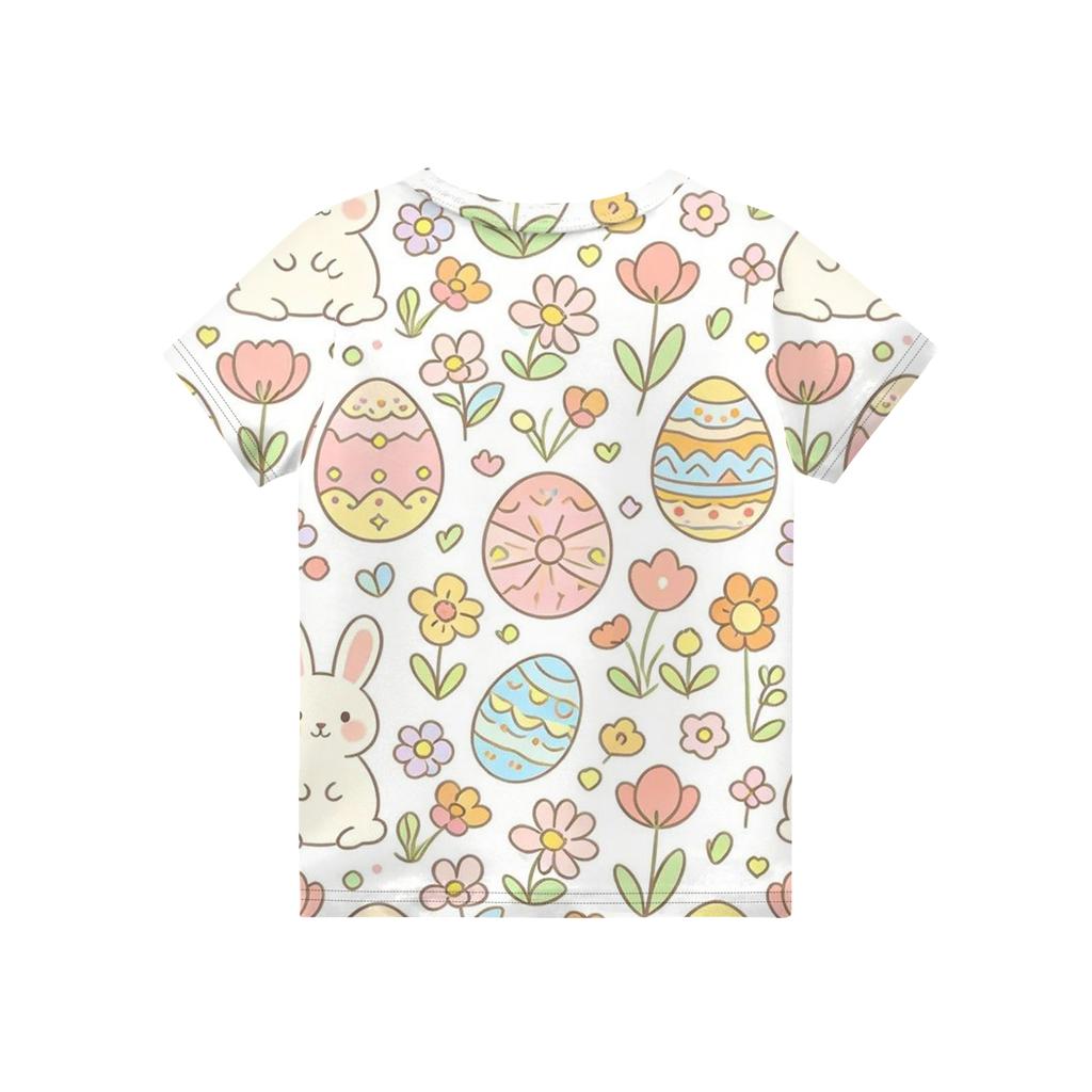 Children's Easter Printed Round Neck Short Sleeved Casual T-shirt
