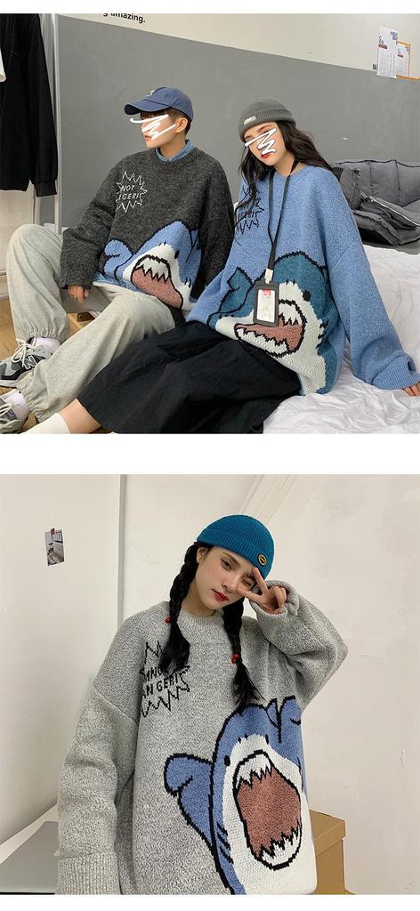 French Couple Niche Design Cute Cartoon Pullover Sweater - Women's Loose Autumn/Winter Outerwear