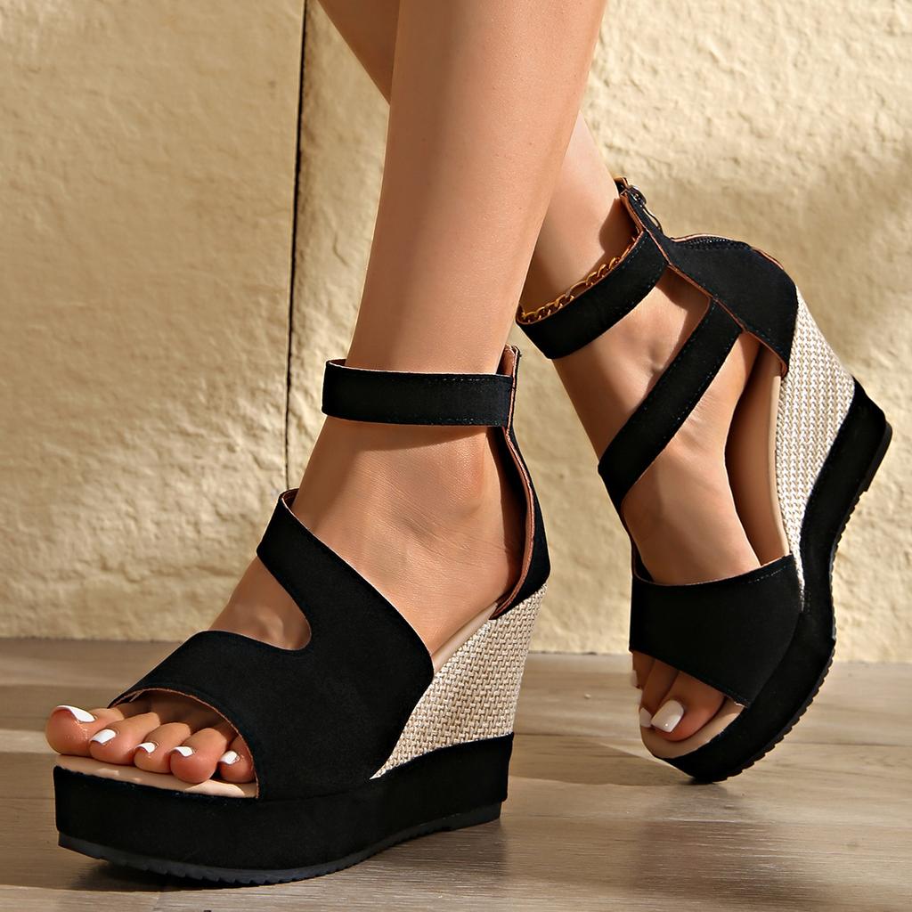 Scarpe con zeppa a bocca di pesce Sandali da donna Sandali con suola spessa