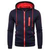 Contrast Colors Hoodie Coat Cardigan Thick Casual Long Sleeve Zipper Men Coat for Daily Wear