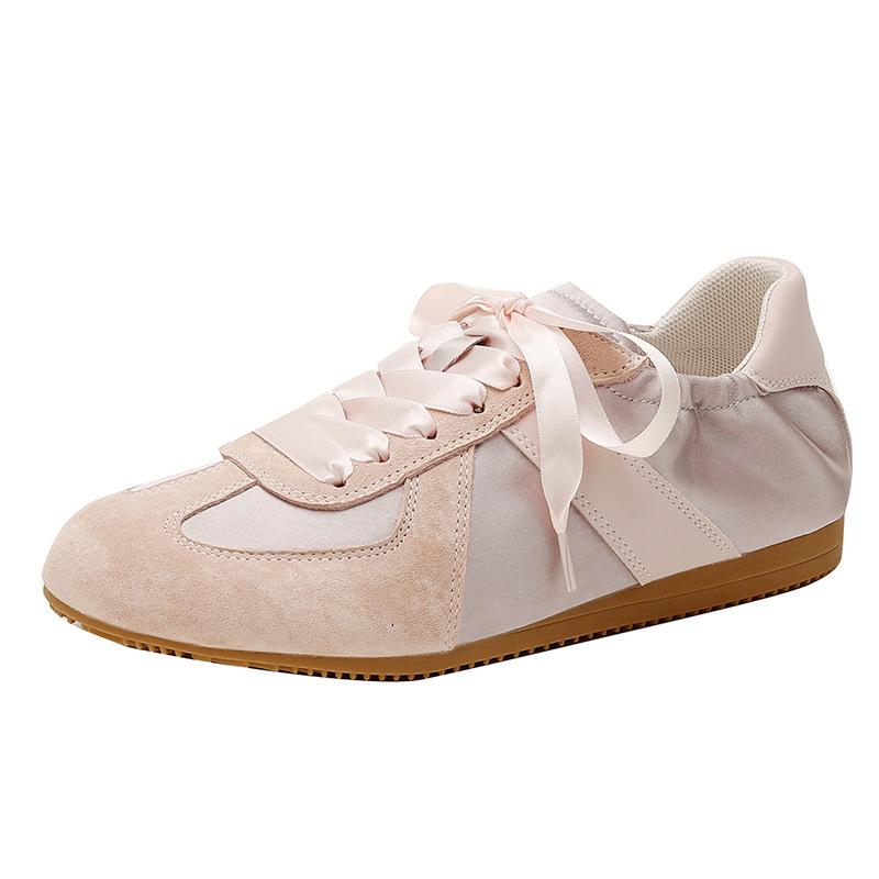 Cowhide version~ Ballet training shoes women's soft-soled splicing versatile breathable casual sports shoes leather flat-soled Forrest Gump shoes