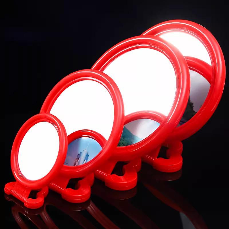Vintage Wall-Mounted Makeup Mirror: Red Bride-Handheld Table Mirror for Bedroom or Wedding Dowry