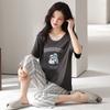 Pajamas women's summer thin Modal cotton short-sleeved cropped pants 1011 new floral loungewear cotton and silk suit