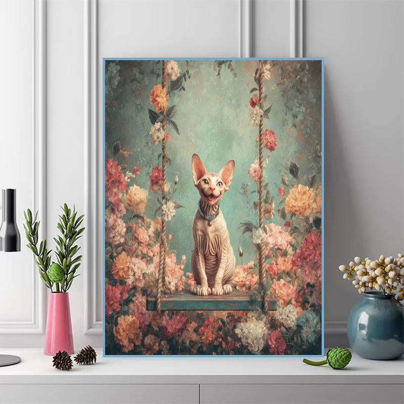 Sphynx cat oil painting Pattern 3pcs 100% Round Full Drill 5D DIY Diamond Painting Embroidery Cross Stitch Rhinestone Décor