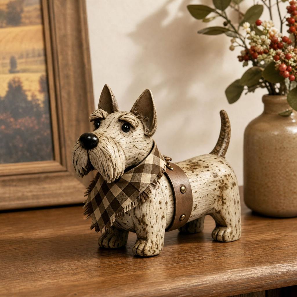 English Dog Figurine Rustic Distressed Tabletop Decor for Desk Entryway Shelf