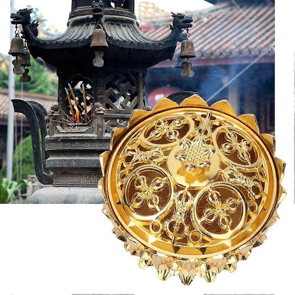 Alloy Craving Censer Incense Burning Flower Base Buddhist Supplies Home Decoration(Golden)