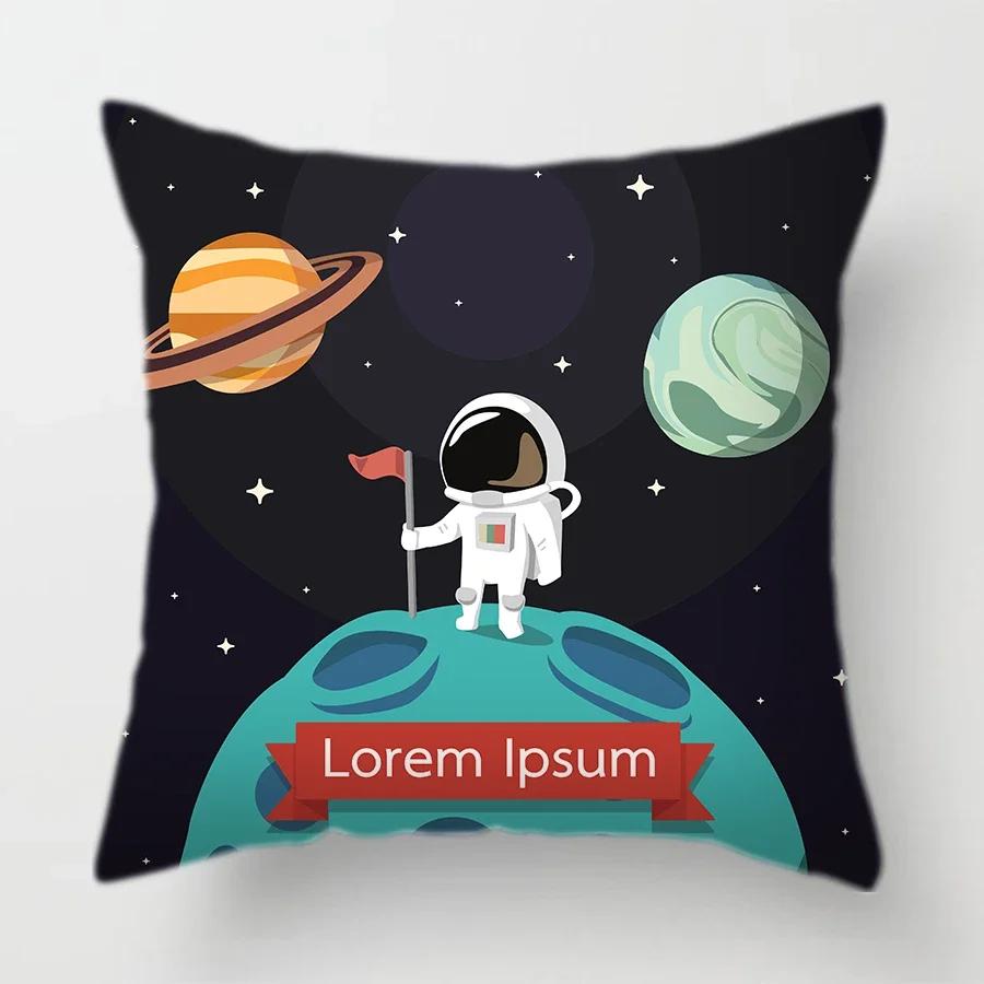 45X45Cm Universe Theme Cushion Cover Space Dream Astronaut Planet Decorative Pillows Case For Sofa Home Kids Room Pillowcase